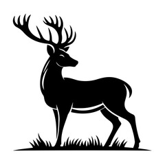 Deer with Antlers Silhouette for Wildlife and Nature Design
