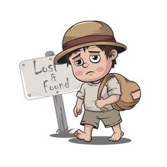 A cartoon of a homeless man with his belongings