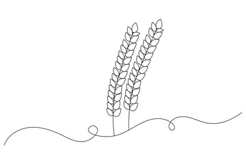 Barley continuous one line drawing outline line art illustration

