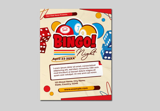 Colorful Bingo Night Event Lottery Tickets Game Flyer