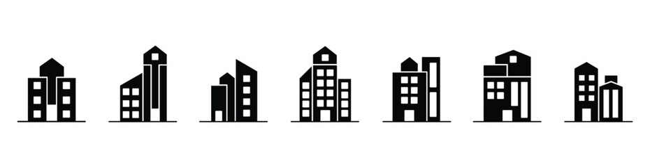 Building commercial property icon symbol  Vector illustration Building icon set in line .