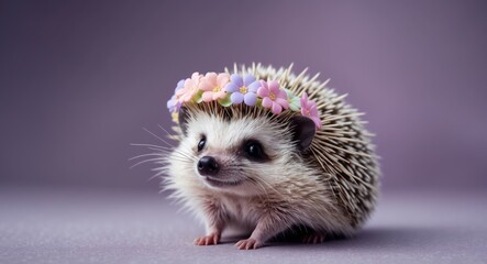 Hedgehog with Flower Crown. A Cute and Adorable Image for Nature and Pet Lovers.