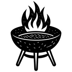 barbecue grill with flames