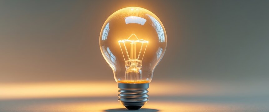 A Glowing Light Bulb Illuminating the Concept of Innovation and Ideas, Focus.