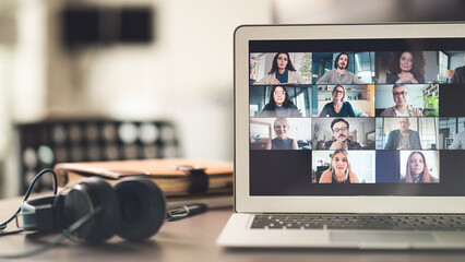 Working and talking on the computer with video calling