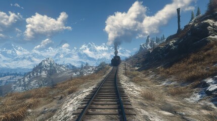 the railway in the mountains