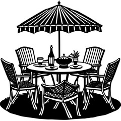 restaurant table and chairs