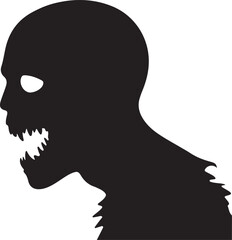 Scary Monster Silhouette Profile Halloween Design Element