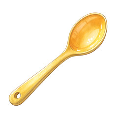 Empty yellow plastic spoon top view isolated on white background