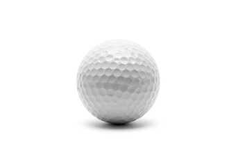White golf ball, dimpled surface, isolated on white background