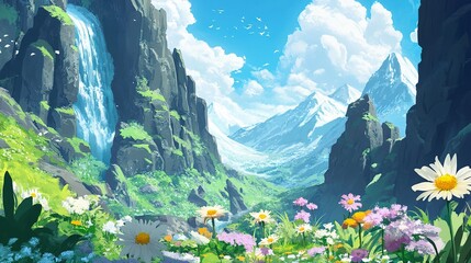 summer landscape with mountains