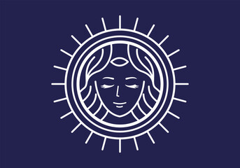 Athena goddess line logo design