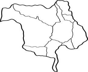 freehand drawing of Chiangmai city map.