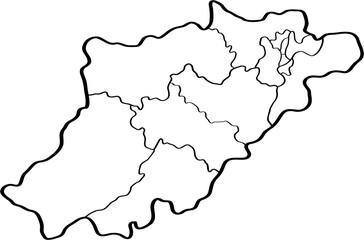 freehand drawing of Hangzhou city map.