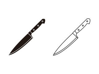 set of minimalist kitchen knife symbol icon design vector isolated on transparent background