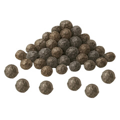 3d rendered stack of stone balls with detailed texture and shadow for design elements