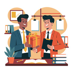 Office Gift Exchange Illustration for Employee Appreciation
