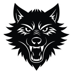 Fototapeta premium Aggressive black wolf head silhouette png ai generated