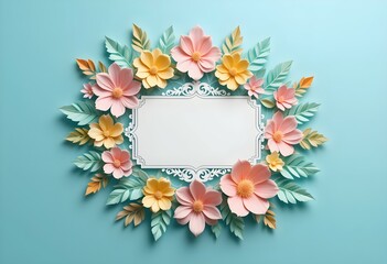 Fototapeta premium Elegant 3D Papercut Flower Design with Blank White Center for Messages