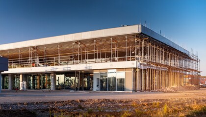 Obraz premium commercial building for retail and restaurants still in construction