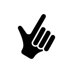 Fototapeta premium Silhouette illustration of a hand with index finger pointing diagonally upward and three fingers closed tightly on transparent background