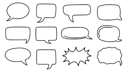 Collection of vector hand drawn comic book speech bubbles