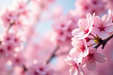 Delicate pink cherry blossoms in full bloom, creating a soft, flowing pattern , floral, floral design
