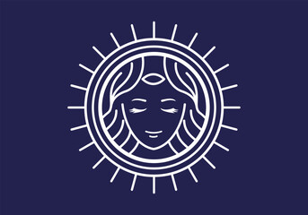 Athena goddess line logo design