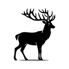 Deer with Antlers Silhouette for Wildlife and Nature Design