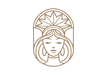 Athena goddess line logo design