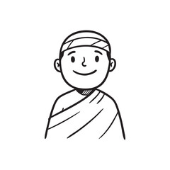 Smiling Boy in Traditional Clothing Eid al-Adha Avatar Outline Illustration