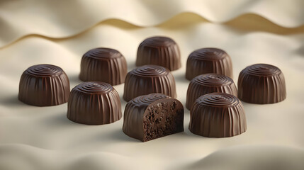 Dark Chocolate Truffles On Beige Fabric
