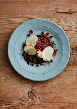 meat dish with apple and lingonberry 