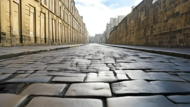 Cobblestone Street Lined with Buildings