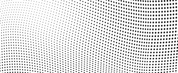 Abstract halftone wave dotted background. Futuristic twisted grunge pattern, dot, circles.  Vector modern optical pop art texture for posters, business cards, cover, labels mock-up, stickers layout