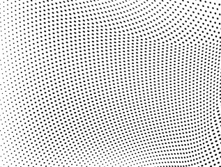 Abstract halftone wave dotted background. Futuristic twisted grunge pattern, dot, circles.  Vector modern optical pop art texture for posters, business cards, cover, labels mock-up, stickers layout