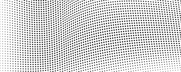 Abstract halftone wave dotted background. Futuristic twisted grunge pattern, dot, circles.  Vector modern optical pop art texture for posters, business cards, cover, labels mock-up, stickers layout