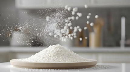 White Rice Spilling From Plate In Kitchen