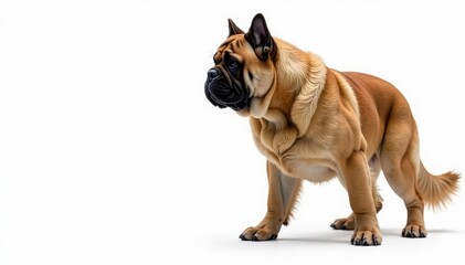 Fototapeta premium Majestic mastiff, powerful stance, white background, eyes, canine, animal photography