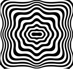 Optical illusion black and white wave pattern