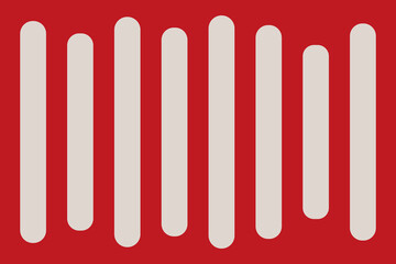Rounded vertical bars on red background abstract minimal pattern
