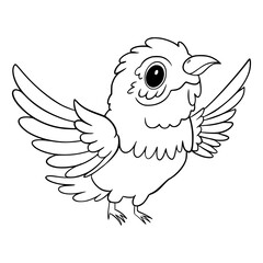 Bird Cute Cartoon Outline Illustration