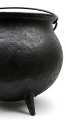 Black cauldron with handle and feet