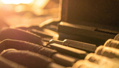 Close Up Of Dark Objects In Golden Light