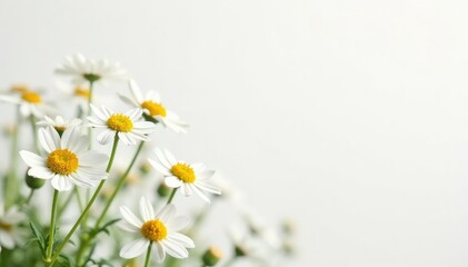 Obraz premium Delicate white wildflowers against a pure white backdrop , subtle, white
