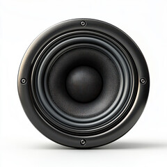 High-quality car audio speaker isolated on white background with sharp details, perfect for showcasing loudspeakers, woofers, and sound systems