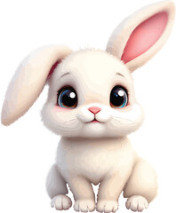 Obraz premium Adorable White Rabbit Vector EPS File - Cute Bunny Illustration for Kids’ Designs, Stickers, and Digital Art Projects