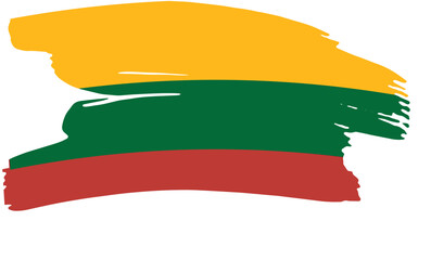 Fototapeta premium Abstract Lithuanian Flag Yellow, Green, Red Stripes, Painted Design