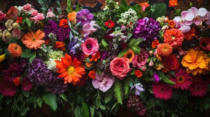 Vibrant flower arrangement as backdrop