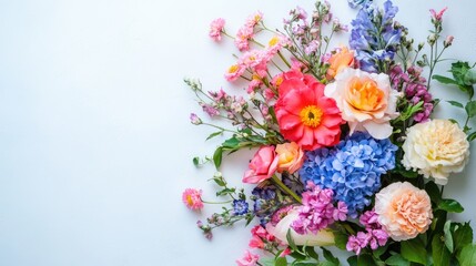 Vibrant flowers bunch on white backdrop